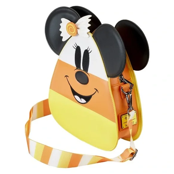 LOUNGEFLY Disney Mickey and Minnie Mouse Candy Corn Crossbody Bag